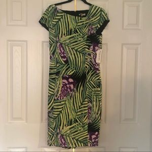 Eva Mendes Black Palm Leaves Dress